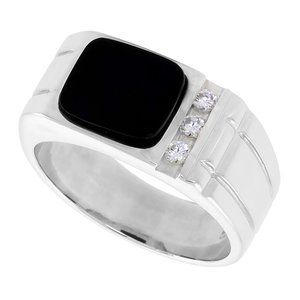 Sterling Silver Mens Black Onyx Ring